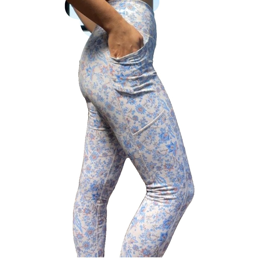 BCBGENERATION floral print high waisted leggings pink blue XL